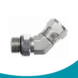 45 degree straight thread swivel elbow